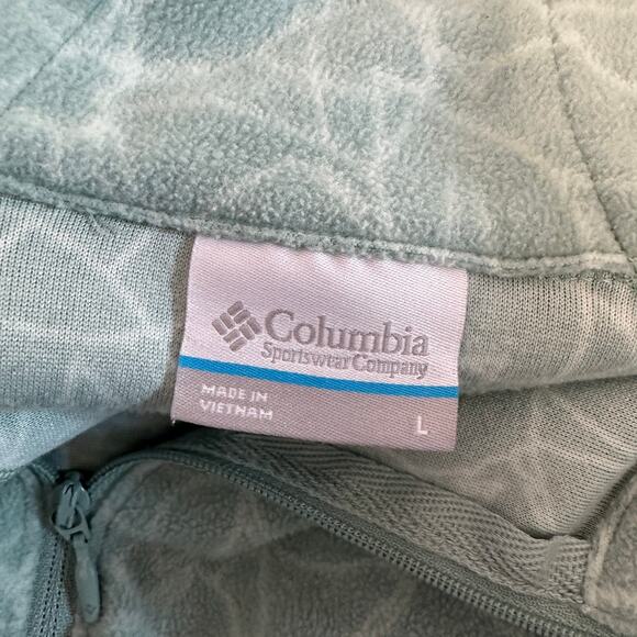 Columbia Half-Zip Pullover WMNS L Green Leaf/Floral Fleece Long Sleeve Mock Neck - Picture 5 of 8
